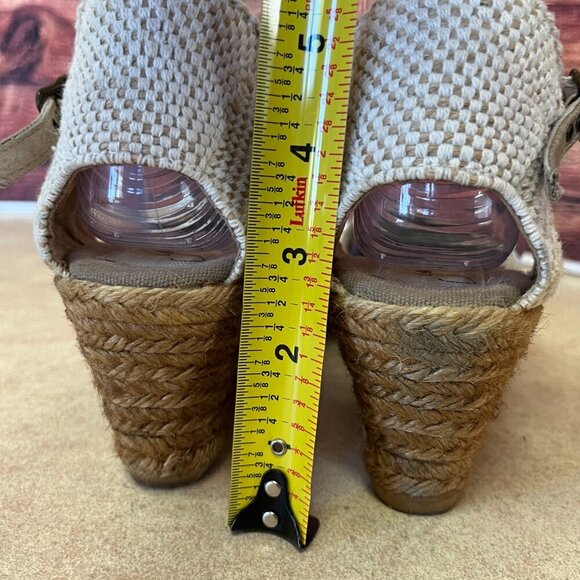 Gaimo Canvas Taupe Platform Wedge Espadrilles Handmade - Picture 6 of 16